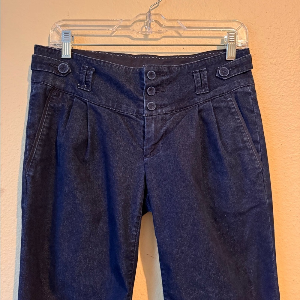 Banana Republic Women’s Navy Blue High Waist Button Front Pants Size 4 Stretch - Picture 2 of 5